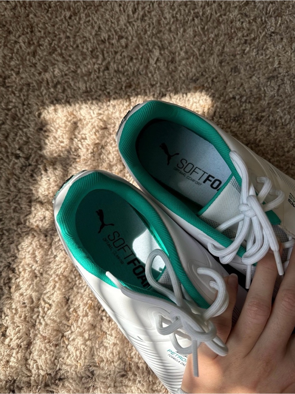 Puma AMG Mercedes White Sneakers with Teal Inner Lining - Picture 4 of 4